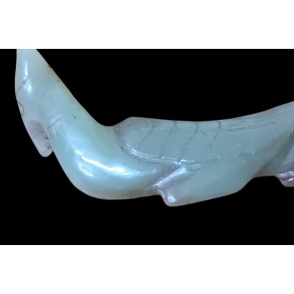 Antique Carved Jade Phoenix Figurine Chinese Light Green Translucent Color Bird - Picture 10 of 12